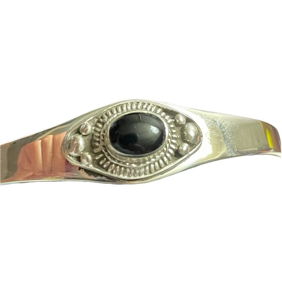 Black Onyx Sterling Silver Cuff Bracelet 18.8 g - Picture 3 of 6